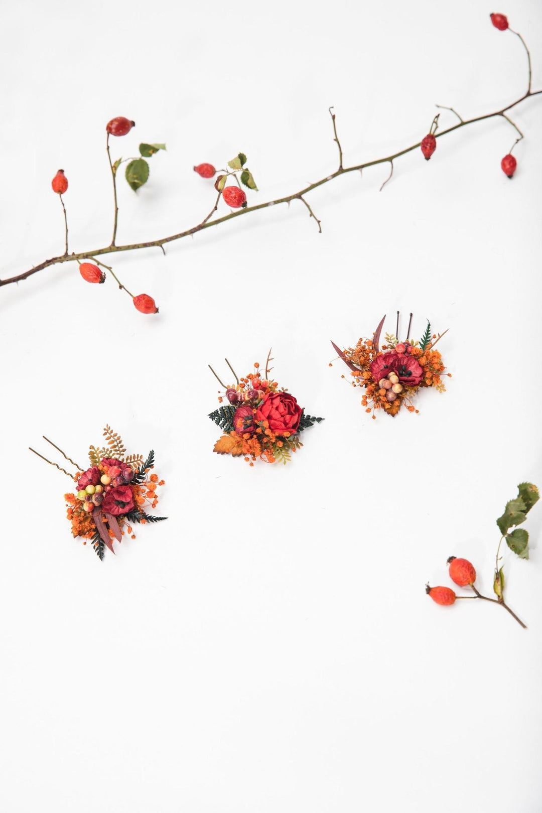 Autumn Flower Hairpins: Bridal Wedding Hair Accessory – handmade floral hair accessory by magaela
