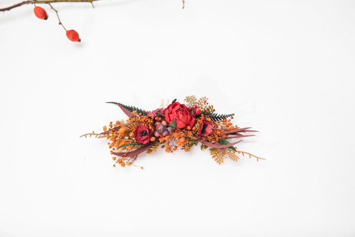 Autumn Flower Hair Comb: Handmade Bridal Hair Accessory – handmade floral hair accessory by magaela