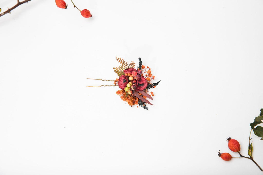 Autumn Flower Hairpins: Bridal Wedding Hair Accessory – handmade floral hair accessory by magaela
