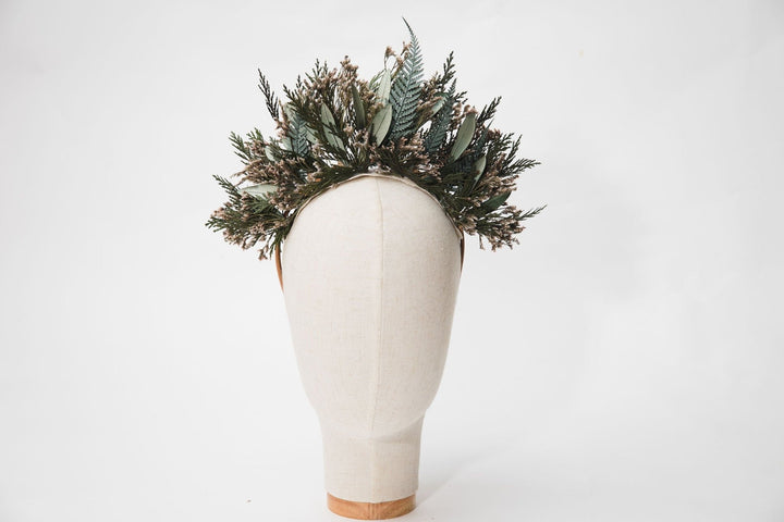 Greenery Flower Crown: Preserved Woodland Bridal Headband – handmade floral hair accessory by magaela