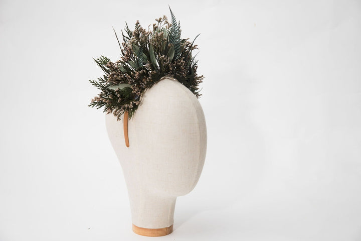 Greenery Flower Crown: Preserved Woodland Bridal Headband – handmade floral hair accessory by magaela