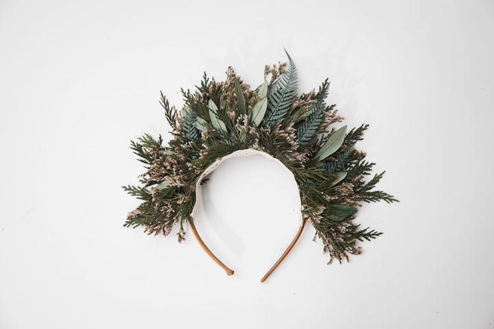 Greenery Flower Crown: Preserved Woodland Bridal Headband – handmade floral hair accessory by magaela