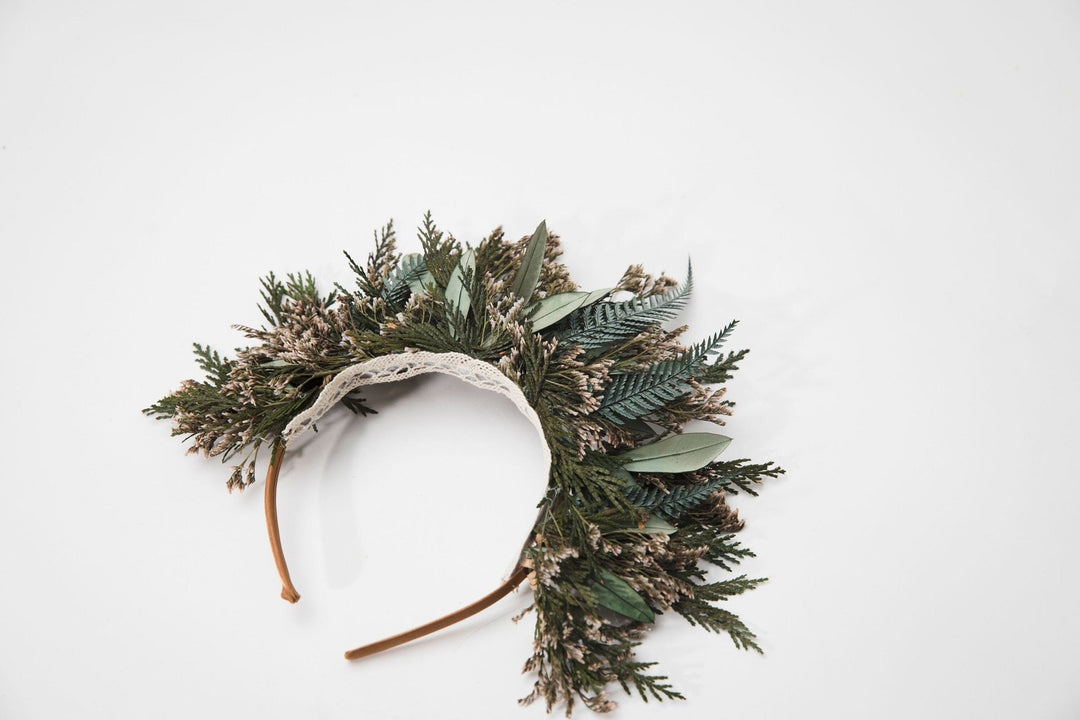 Greenery Flower Crown: Preserved Woodland Bridal Headband – handmade floral hair accessory by magaela