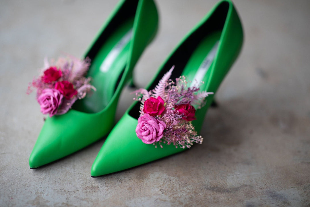 Pink Flower Shoe Clips: Handmade Wedding Bridal Accessories – handmade floral hair accessory by magaela