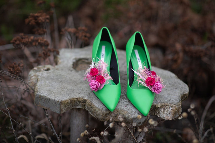 Pink Flower Shoe Clips: Handmade Wedding Bridal Accessories – handmade floral hair accessory by magaela