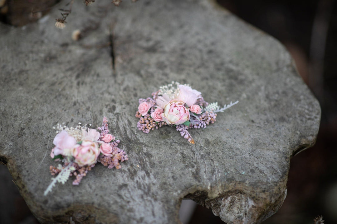 Romantic Pink Flower Shoe Clips: Bridal Wedding Accessory – handmade floral hair accessory by magaela