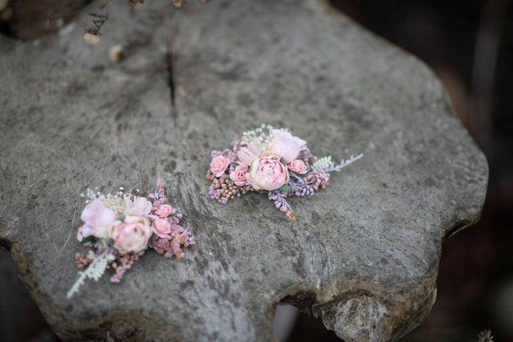 Romantic Pink Flower Shoe Clips: Bridal Wedding Accessory – handmade floral hair accessory by magaela