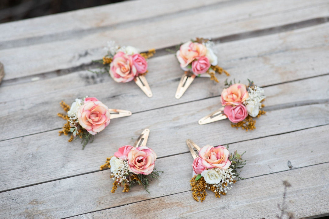 Peach Flower Hair Clip: Wedding Girl Accessory – handmade floral hair accessory by magaela