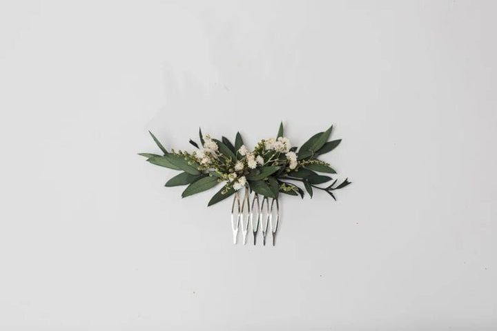 Greenery Wedding Hair Comb: Baby's Breath Bridal Accessory – handmade floral hair accessory by magaela