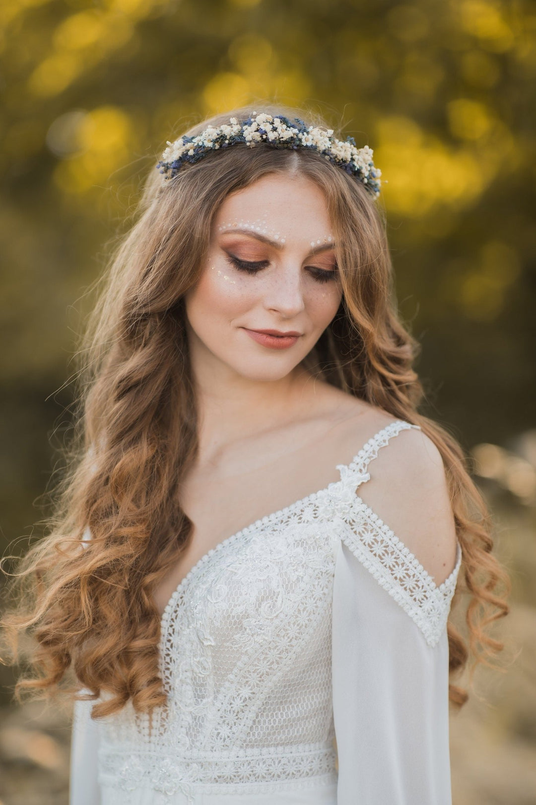 Lavender Bridal Hair Wreath: Preserved Flower Wedding Crown – handmade floral hair accessory by magaela