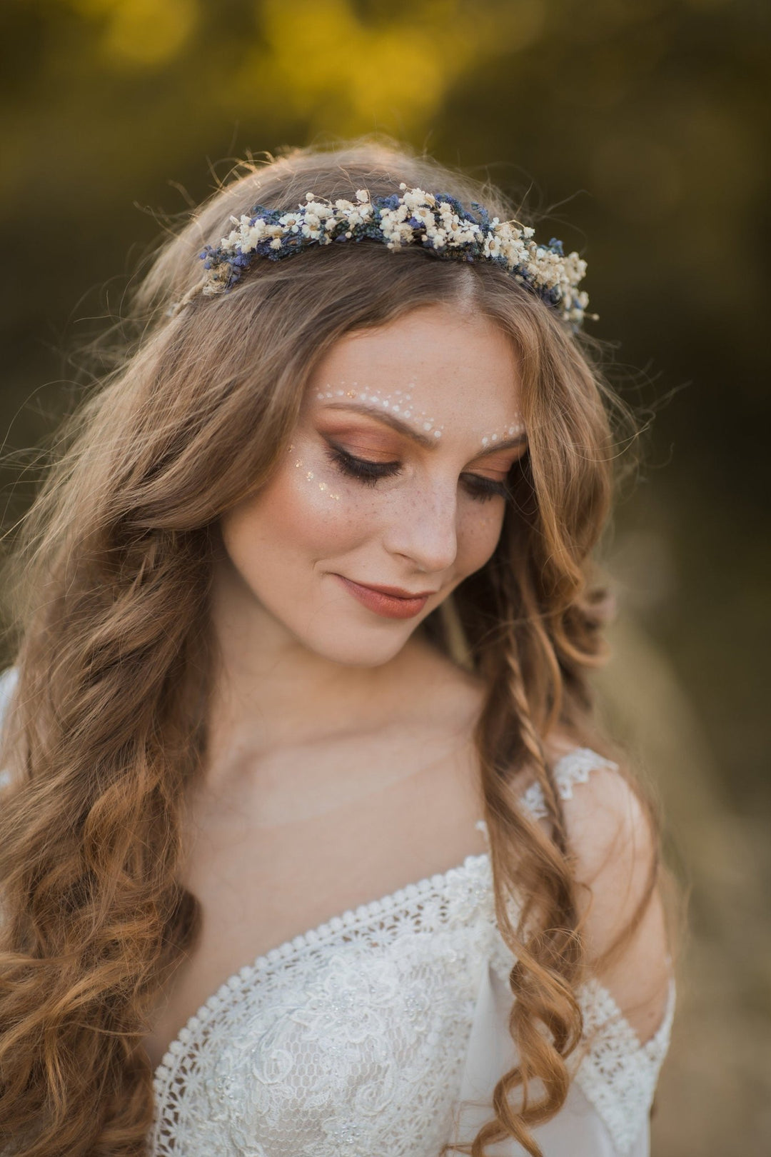 Lavender Bridal Hair Wreath: Preserved Flower Wedding Crown – handmade floral hair accessory by magaela