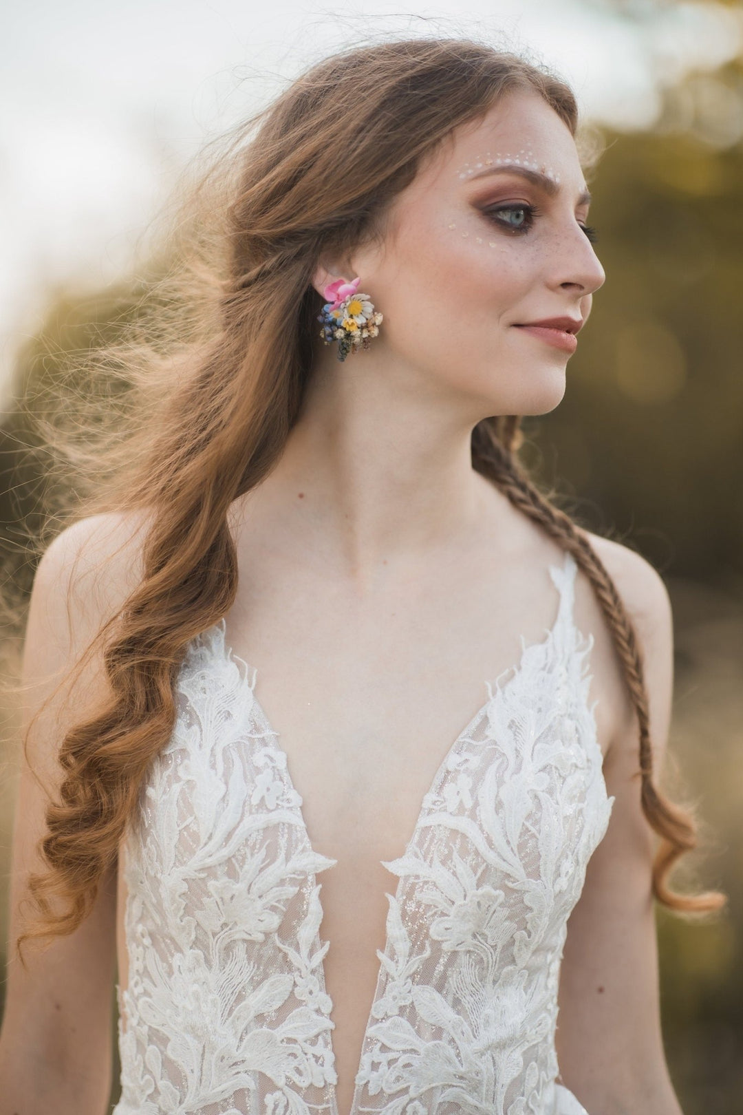 Meadow Flower Stud Earrings: Colorful Bridal Wedding Accessories – handmade floral hair accessory by magaela