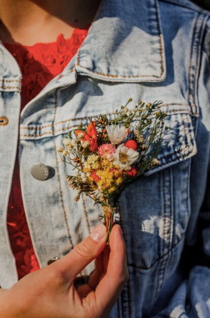 Preserved Flower Bridal Bouquet: Handmade Dried Meadow Wedding Bouquet – handmade floral hair accessory by magaela