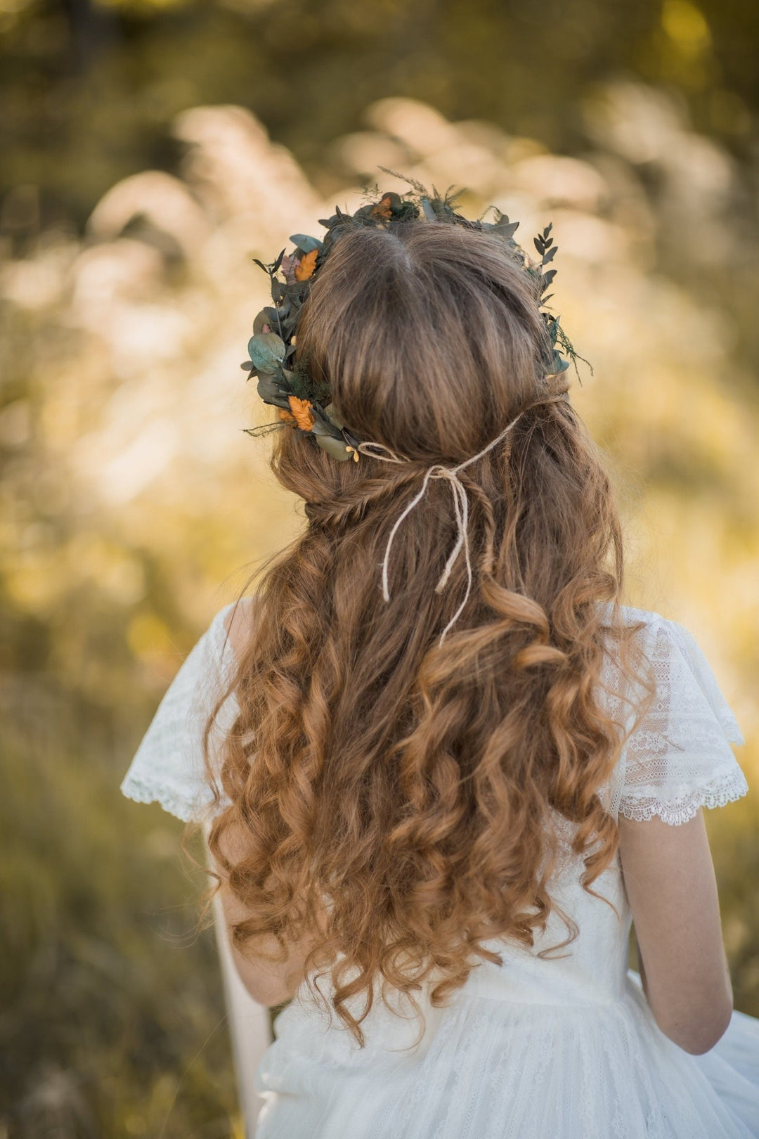 Preserved Eucalyptus Wedding Crown: Bridal Hair Wreath – handmade floral hair accessory by magaela