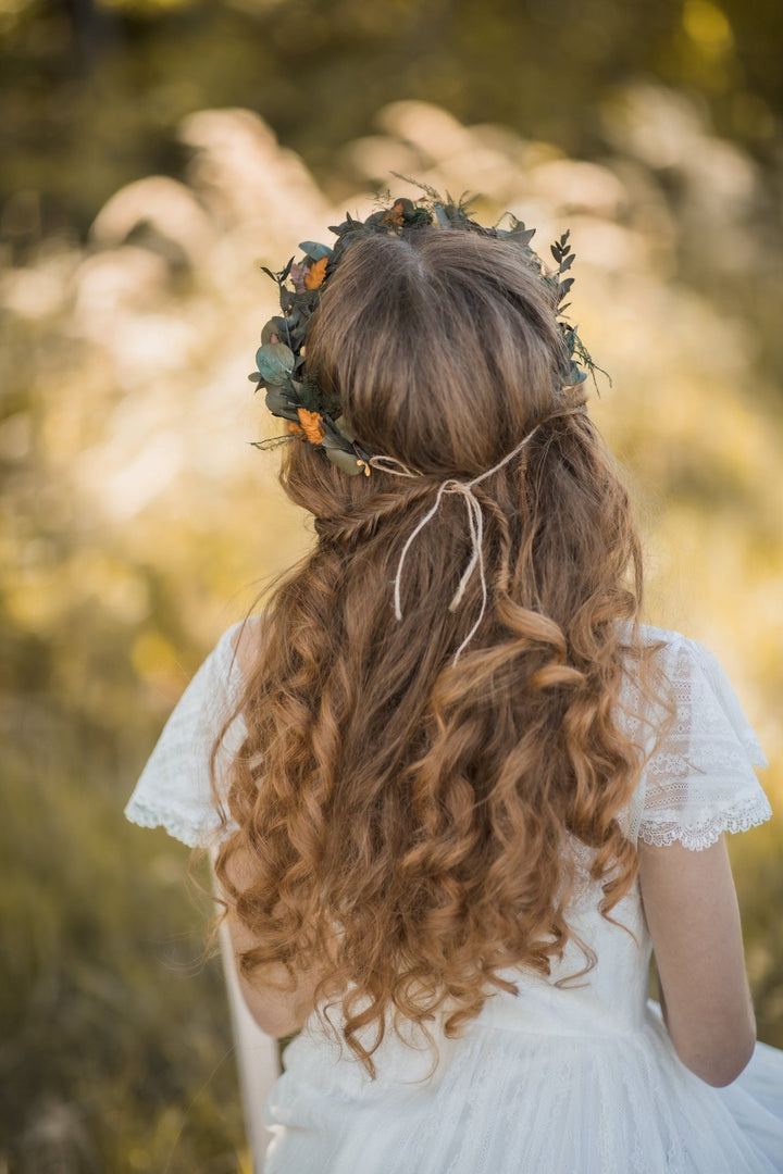 Preserved Eucalyptus Wedding Crown: Bridal Hair Wreath – handmade floral hair accessory by magaela