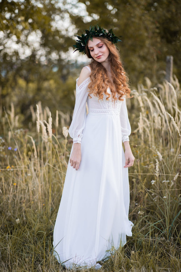 Greenery Wedding Hair Wreath: Wild Boho Bridal Crown – handmade floral hair accessory by magaela