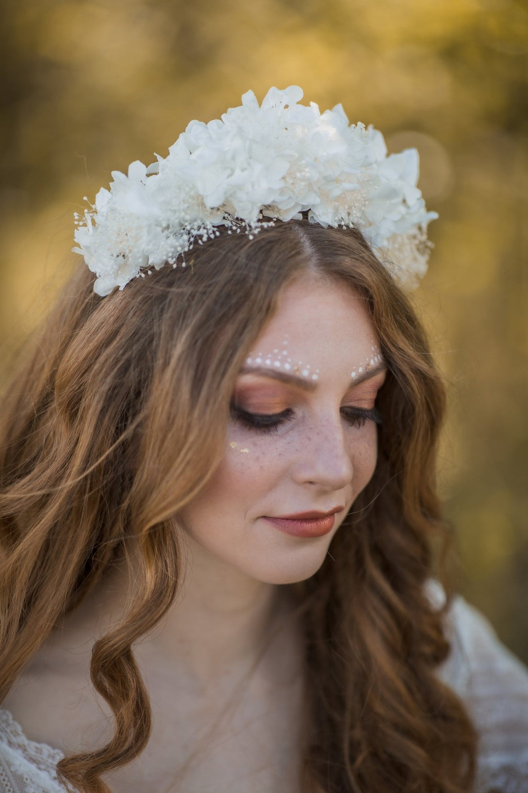Bridal Flower Crown: Off White Hydrangea & Baby's Breath Headband – handmade floral hair accessory by magaela