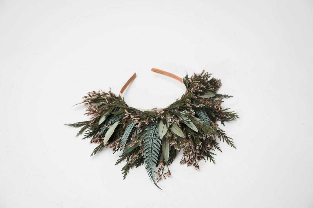 Greenery Flower Crown: Preserved Woodland Bridal Headband – handmade floral hair accessory by magaela