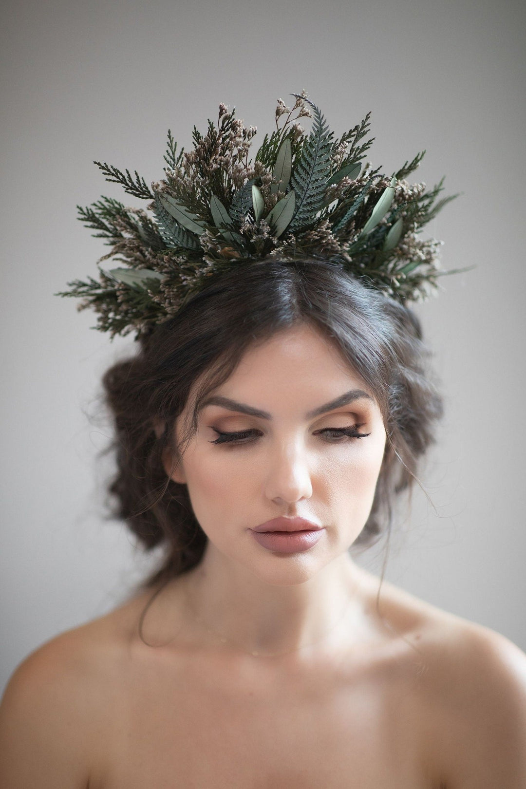 Greenery Flower Crown: Preserved Woodland Bridal Headband – handmade floral hair accessory by magaela