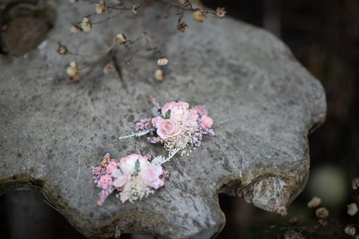 Romantic Pink Flower Shoe Clips: Bridal Wedding Accessory – handmade floral hair accessory by magaela