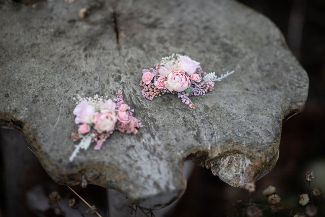 Romantic Pink Flower Shoe Clips: Bridal Wedding Accessory – handmade floral hair accessory by magaela