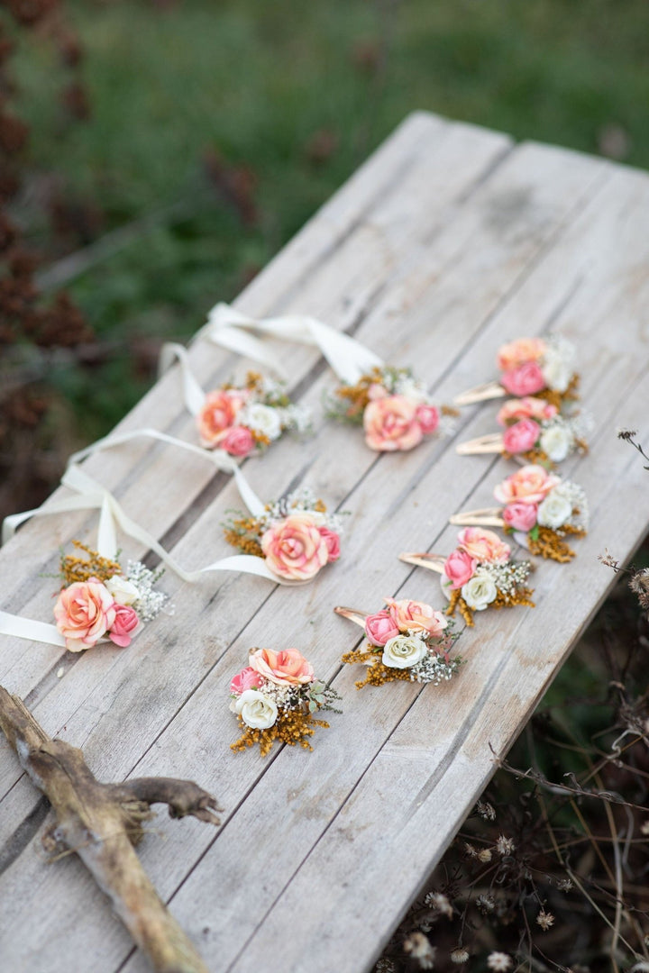 Peach Flower Hair Clip: Wedding Girl Accessory – handmade floral hair accessory by magaela