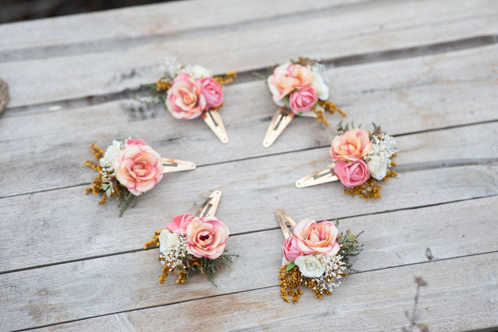 Peach Flower Hair Clip: Wedding Girl Accessory – handmade floral hair accessory by magaela