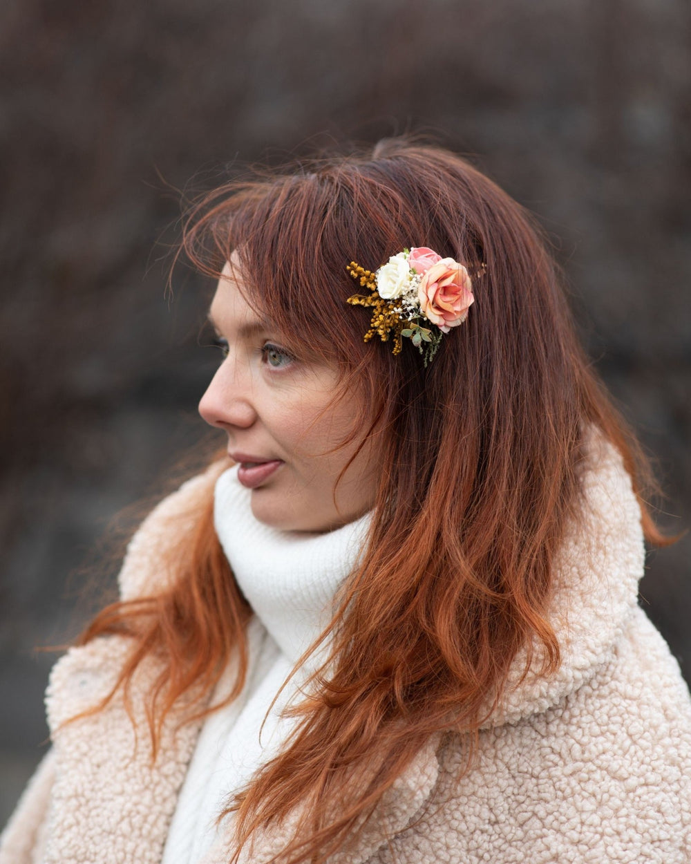 Peach Flower Hair Clip: Wedding Girl Accessory – handmade floral hair accessory by magaela