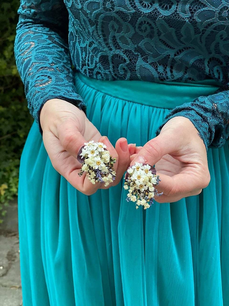 Lavender Flower Earrings: Ivory Wedding Jewelry, Natural Bridal Earrings – handmade floral hair accessory by magaela