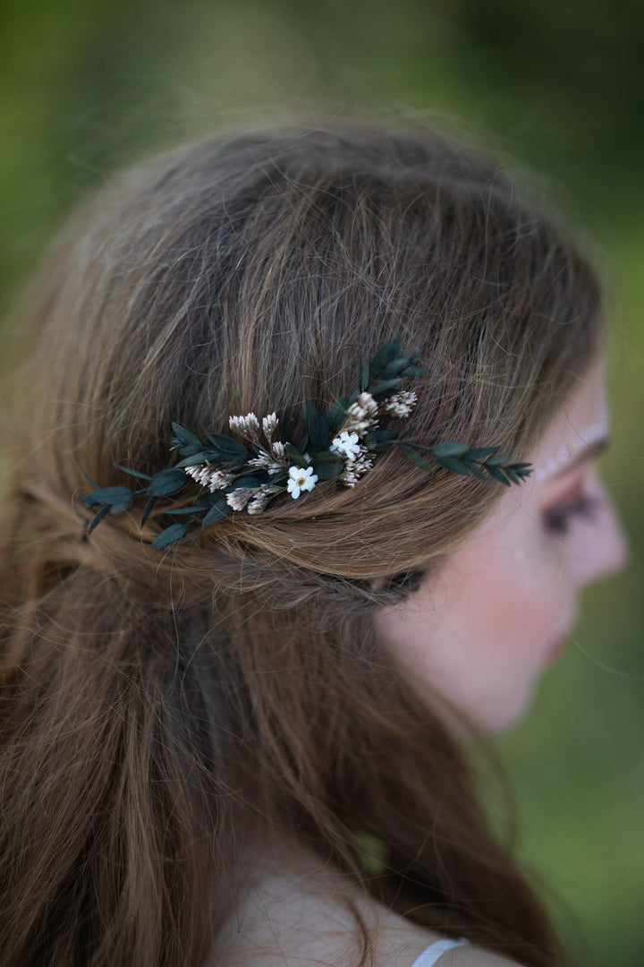 Eucalyptus Wedding Hair Comb: Greenery Bridal Flower Accessories – handmade floral hair accessory by magaela