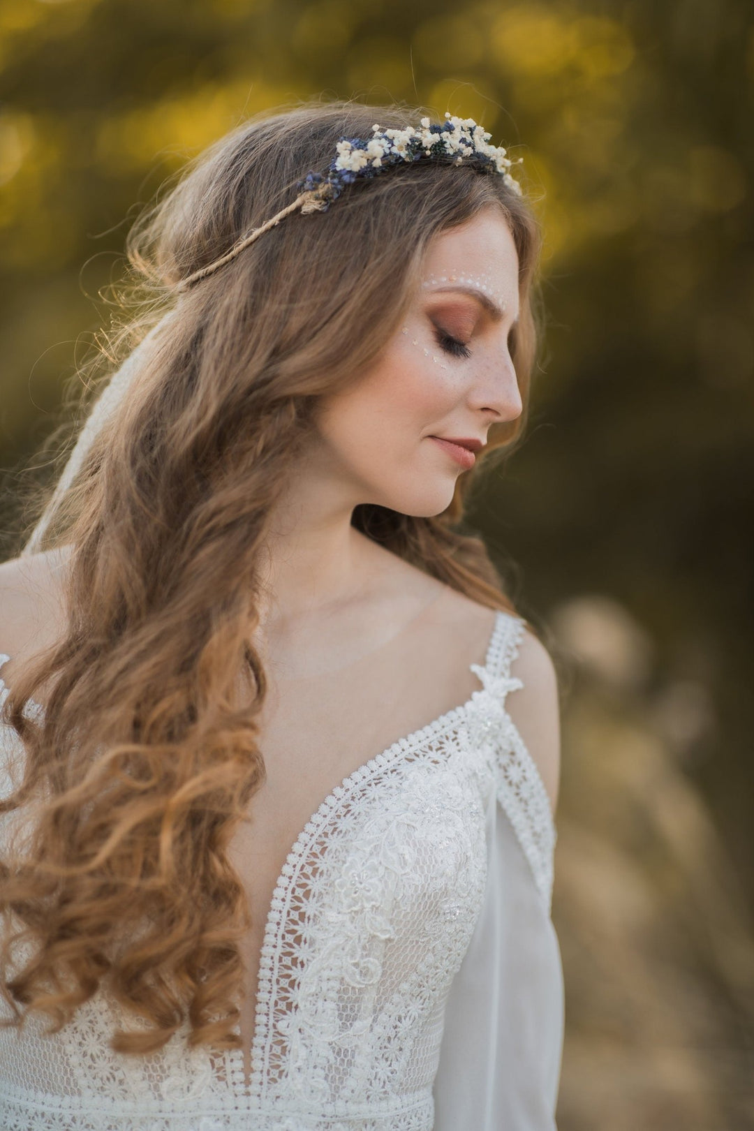 Lavender Bridal Hair Wreath: Preserved Flower Wedding Crown – handmade floral hair accessory by magaela