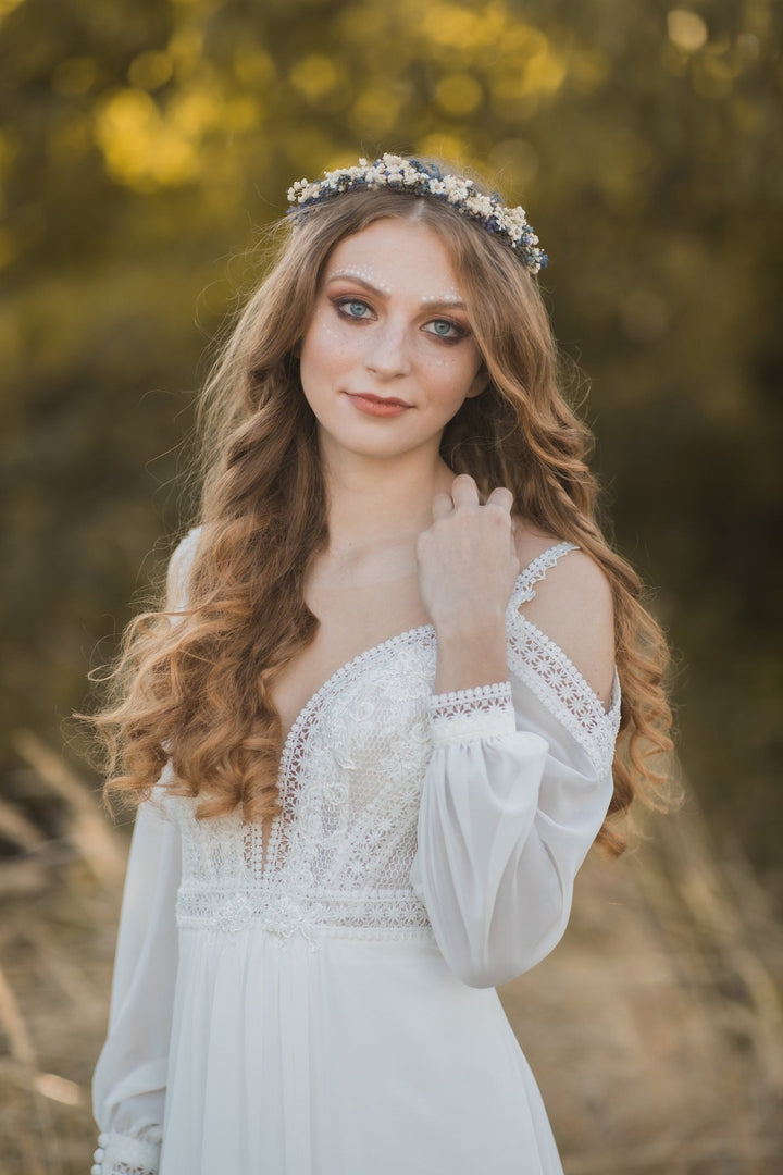 Lavender Bridal Hair Wreath: Preserved Flower Wedding Crown – handmade floral hair accessory by magaela