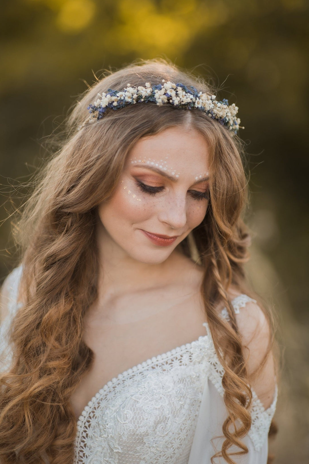 Lavender Bridal Hair Wreath: Preserved Flower Wedding Crown – handmade floral hair accessory by magaela