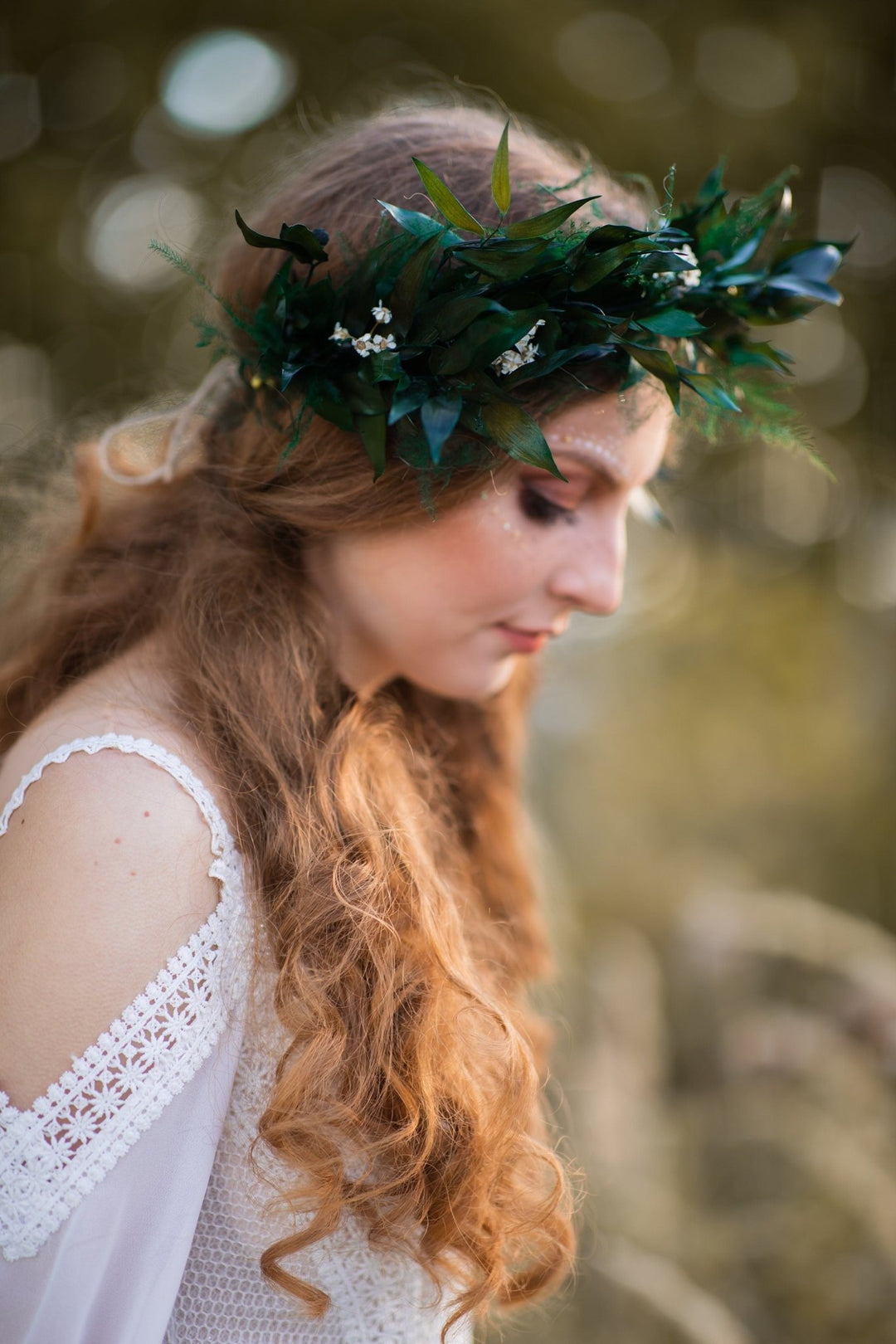 Greenery Wedding Hair Wreath: Wild Boho Bridal Crown – handmade floral hair accessory by magaela