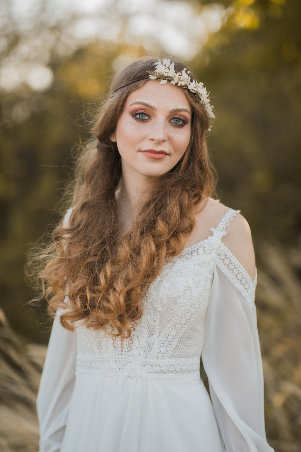 Ivory Baby's Breath Flower Crown: Dried Flower Wedding Headpiece – handmade floral hair accessory by magaela