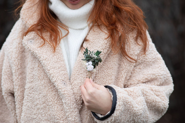Green & White Boutonniere: Rose Wedding Buttonhole – handmade floral hair accessory by magaela