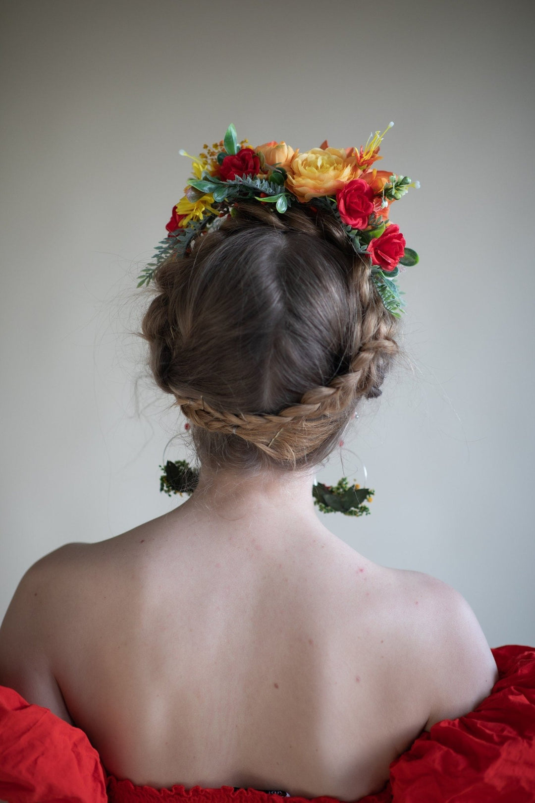 Sunset Dahlia Flower Crown: Frida Headband, Mexican Wedding Headpiece – handmade floral hair accessory by magaela