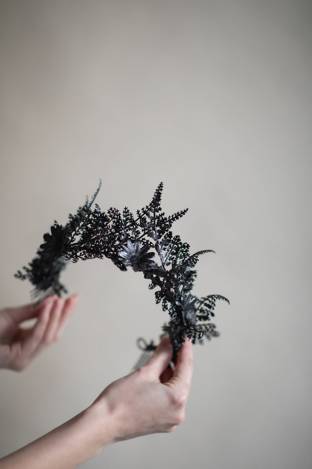 Black Flower Crown: Gothic Wedding Headpiece, Bridal Hair Jewelry – handmade floral hair accessory by magaela