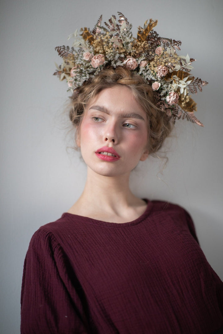 Peony Flower Crown: Vintage Bridal Headpiece – handmade floral hair accessory by magaela