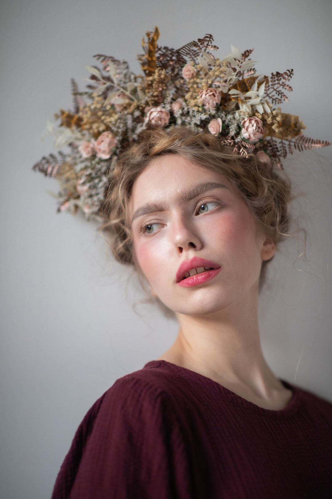 Peony Flower Crown: Vintage Bridal Headpiece – handmade floral hair accessory by magaela