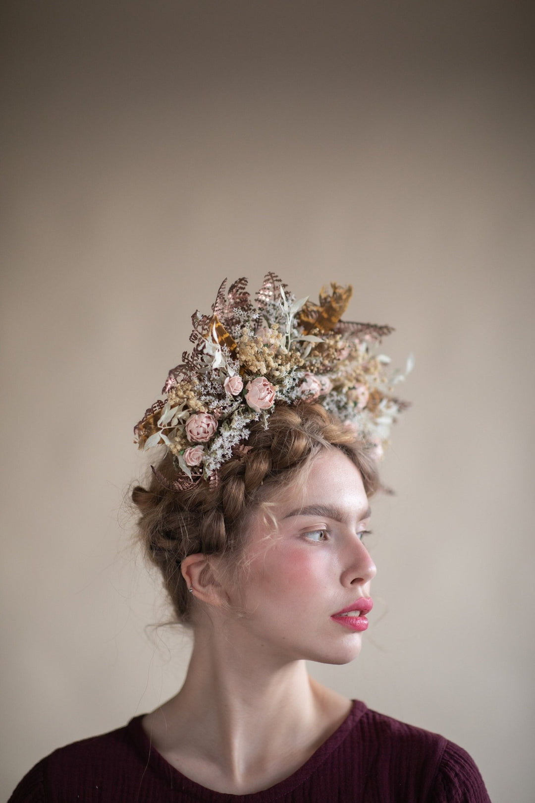 Peony Flower Crown: Vintage Bridal Headpiece – handmade floral hair accessory by magaela