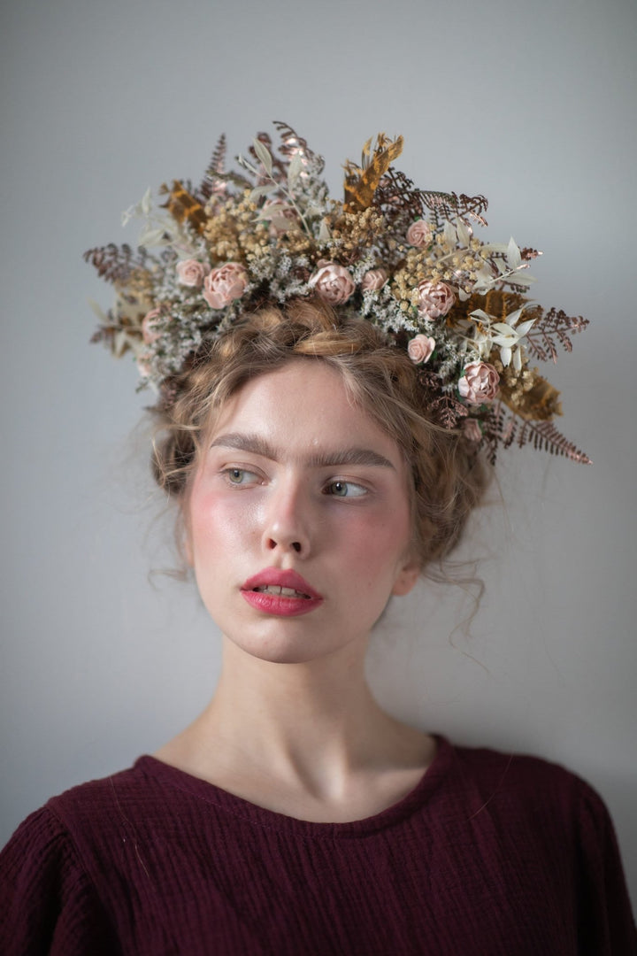 Peony Flower Crown: Vintage Bridal Headpiece – handmade floral hair accessory by magaela