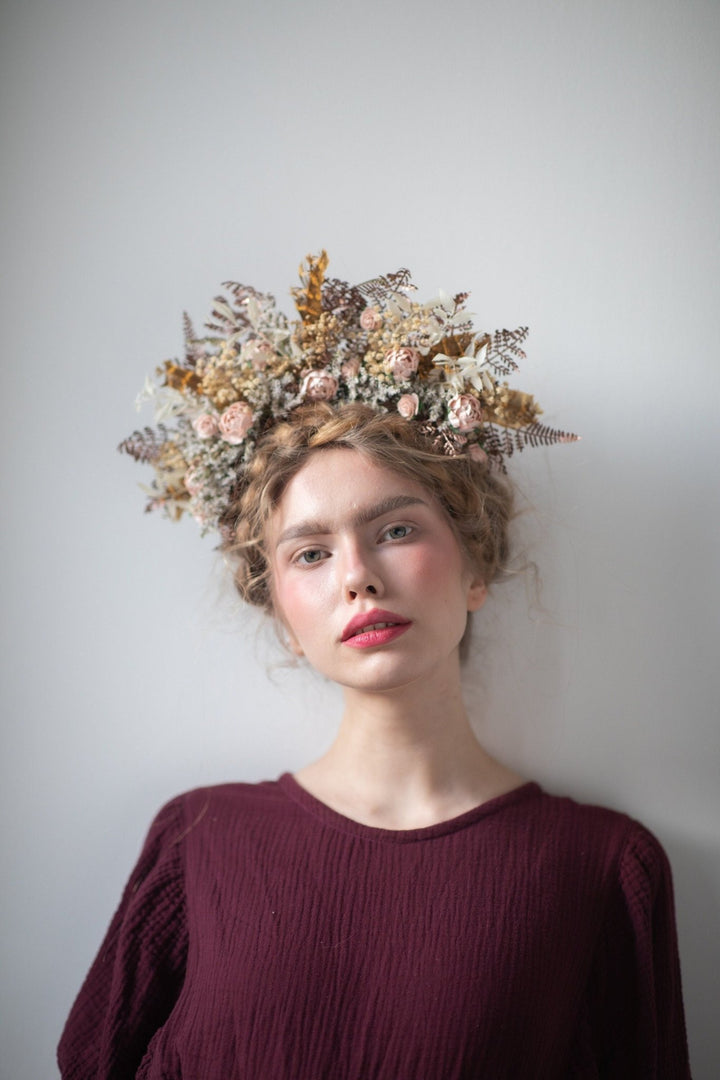 Peony Flower Crown: Vintage Bridal Headpiece – handmade floral hair accessory by magaela