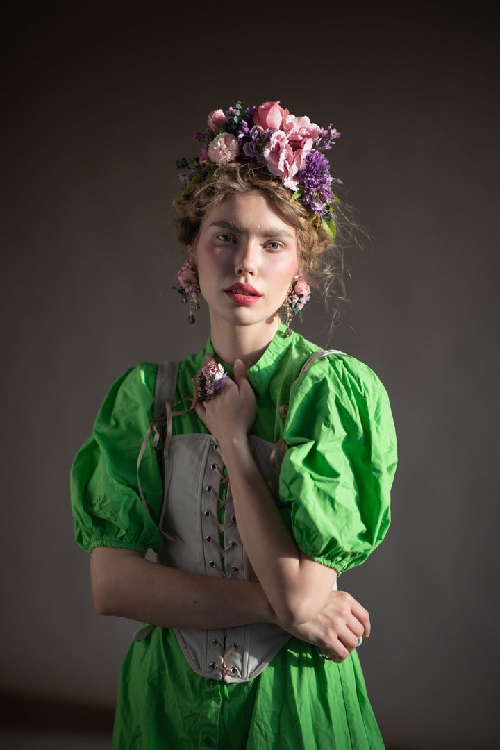 Romantic Floral Ring: Adjustable Bridal Wedding Accessory – handmade floral hair accessory by magaela