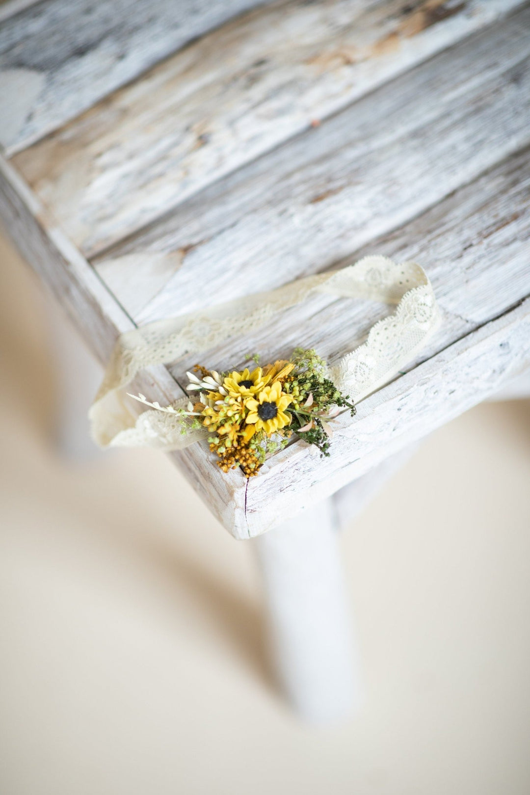 Sunflower Bridal Garter: Yellow Wedding Accessory – handmade floral hair accessory by magaela