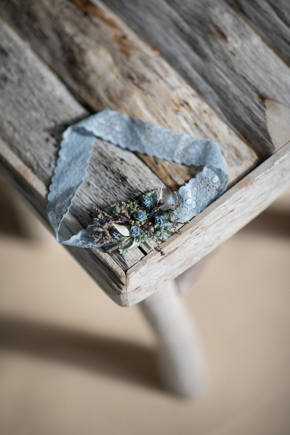 Blue Rose Wedding Garter: Floral Lace Bridal Accessory – handmade floral hair accessory by magaela