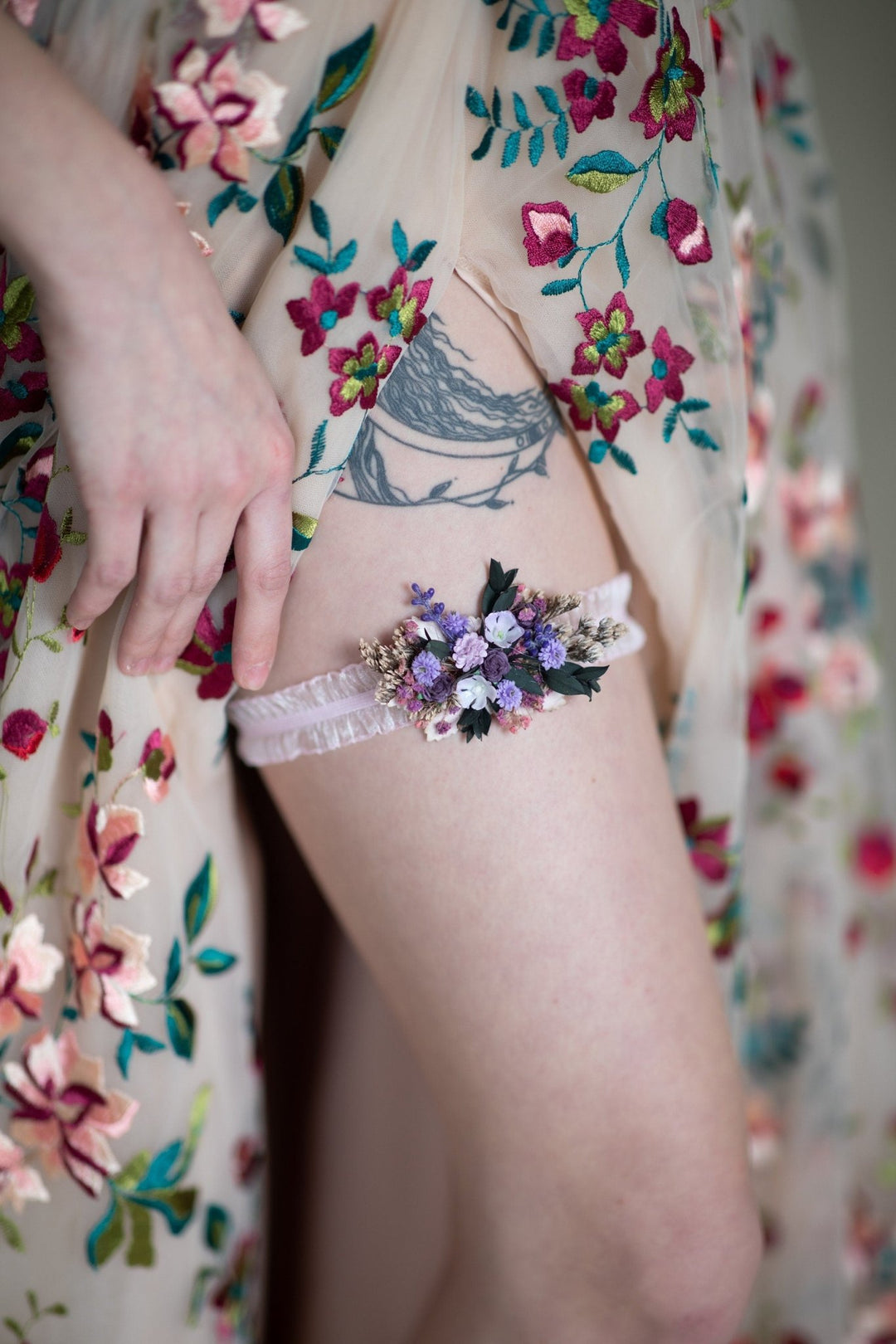 Purple Rose Bridal Garter: Violet Wedding Accessory – handmade floral hair accessory by magaela