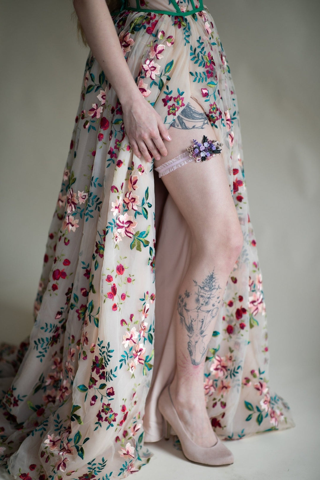 Purple Rose Bridal Garter: Violet Wedding Accessory – handmade floral hair accessory by magaela