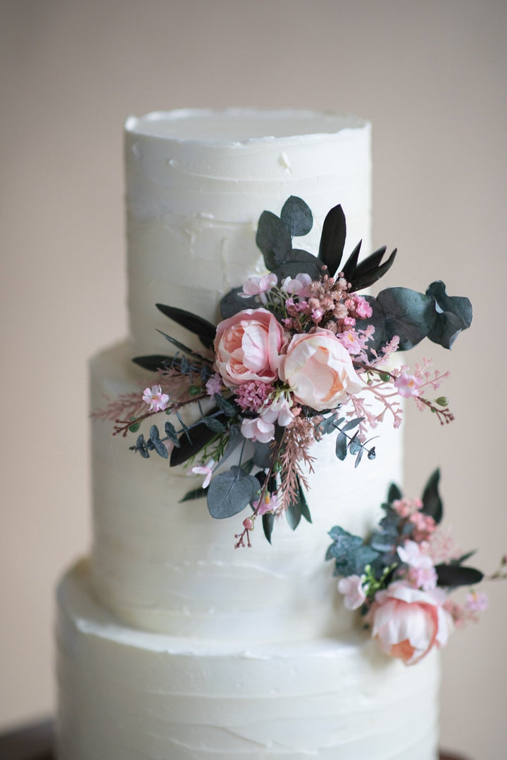 Peony Eucalyptus Wedding Cake Topper: Romantic Floral Decoration – handmade floral hair accessory by magaela