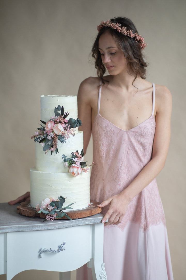 Peony Eucalyptus Wedding Cake Topper: Romantic Floral Decoration – handmade floral hair accessory by magaela